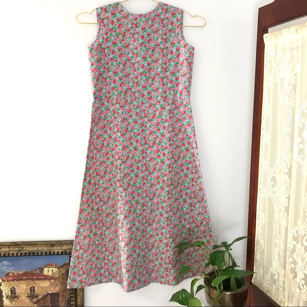 True Vintage Handmade Floral Sleeveless A Line Midi Dress